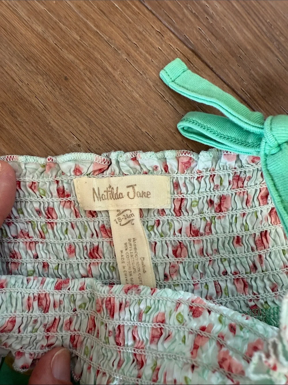 Matilda Jane Mint Green Watermelon Smocked Romper 18-24 months